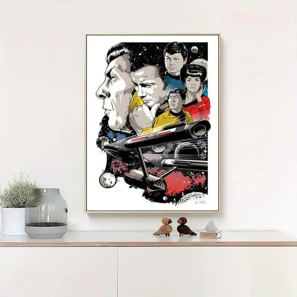 Star Trek TOS Bridge Crew & the USS Enterprise NCC-1701 Canvas Art Poster 24x16" - Picture 6 of 10